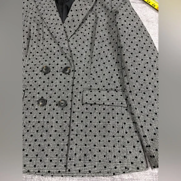 Boden Wool Double Breasted Blazer Women’s Size 8 Gray Polka Dot Office Classy - Picture 10 of 14